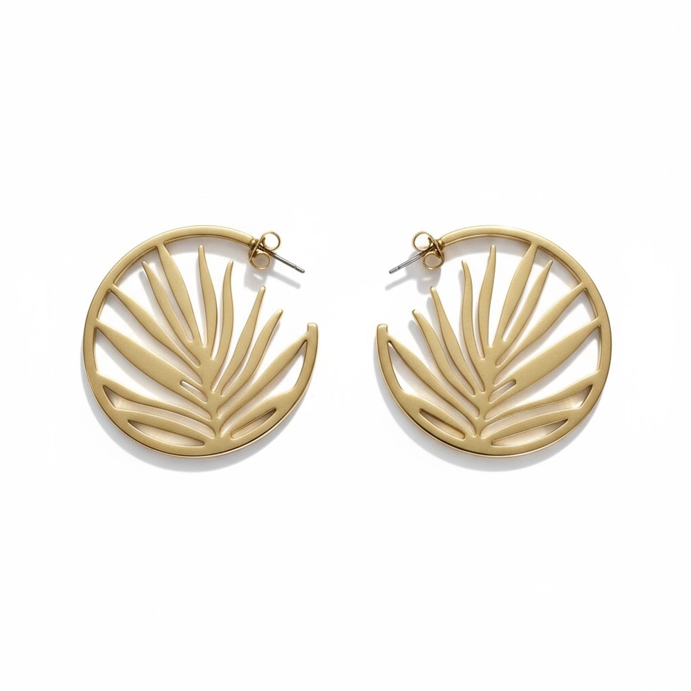 LUCKY BRAND - PLANT FOLIAGE HOOPS EARINGS